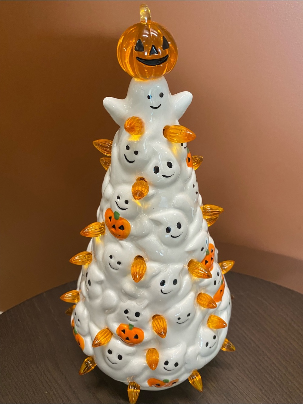 CRACKER BARREL Ceramic Halloween LED Light Up Ghost Tree
